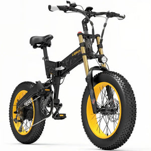Fat bike électrique LANKELEISI X3000 PLUS-UP gris vu de côté droit, équipé de pneus tout-terrain et moteur puissant.