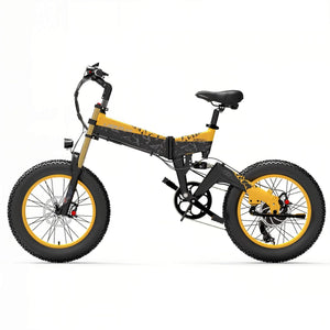 Détails du cadre et des finitions du fat bike électrique LANKELEISI X3000 PLUS-UP jaune, idéal pour les trajets polyvalents.