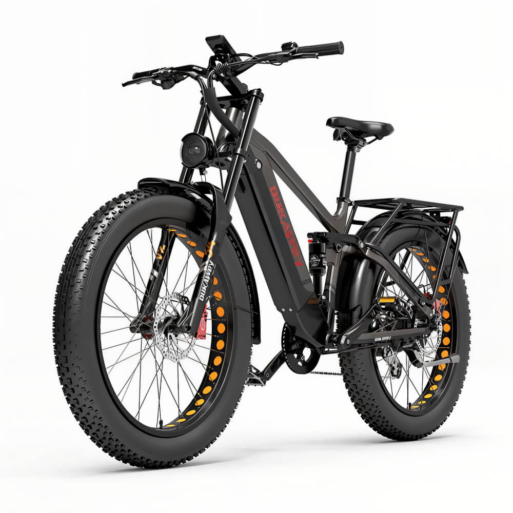 Fat bike électrique gris Dukawey Silvertip8 vu de côté gauche, équipé d’un moteur puissant.