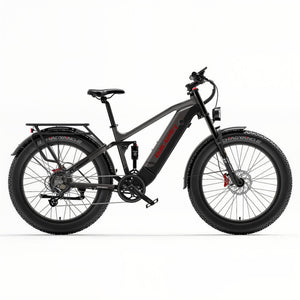 Fat bike électrique gris Dukawey Silvertip8 vu de face, idéal pour les aventures tout-terrain.