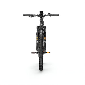 Vélo électrique LANKELEISI MX600 PRO vu de face, idéal pour les terrains accidentés et les chemins urbains.