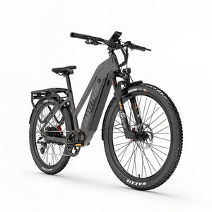 Vélo électrique gris LANKELEISI MX600 PRO vu de côté droit, parfait pour les balades tout-terrain.