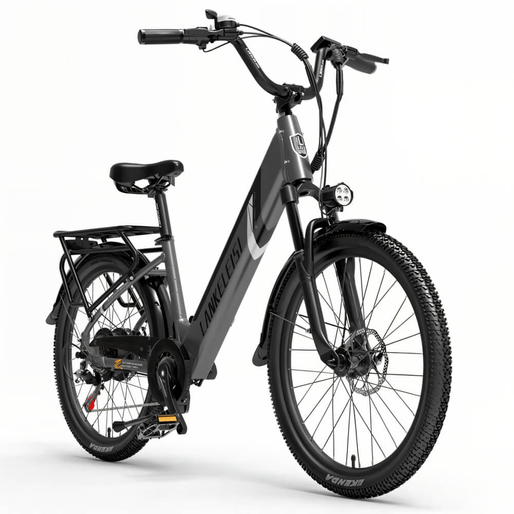 Vélo électrique gris  Lankeleisi ES500 Pro vu de côté droit, avec des pneus larges et une motorisation puissante.