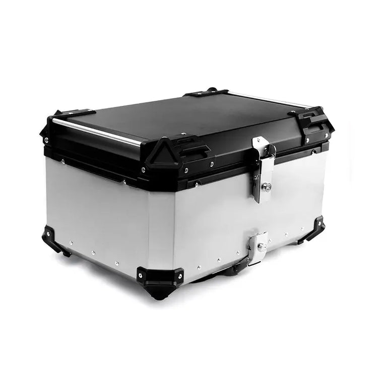  Noir/argent Coffre De Moto, Top Case En Aluminium Valise Moto  With Base And Backrest Design Étanche Base À Dégagement Rapide Universal  Queue Coffre À Bagages Grande Capacité ( Color 