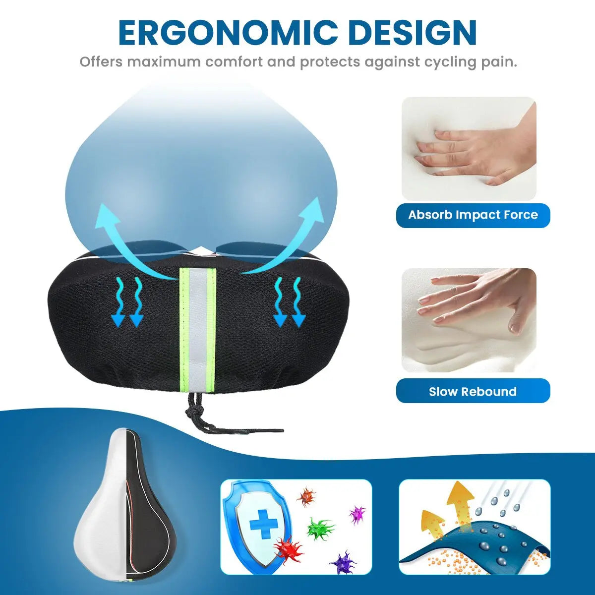 COUVRE SELLE DE VÉLO, RÉSPIRANT ET ÉTANCHE. ergonomique